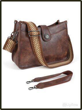 Women's PU Leather Hobo Crossbody Bag Vegan 2 Strap Bucket Purse Large
